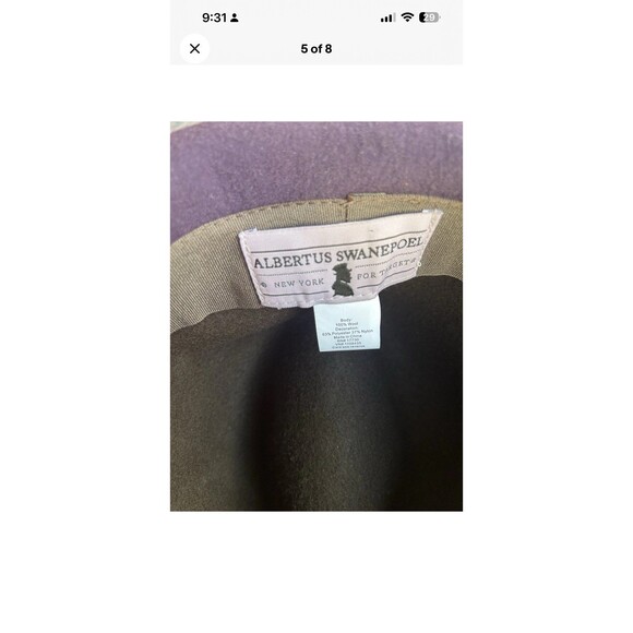 Albertus Swanepoel 100% Wool Brown/Purple Fedora Felt Hat (M) with Bow/Band - Picture 5 of 8